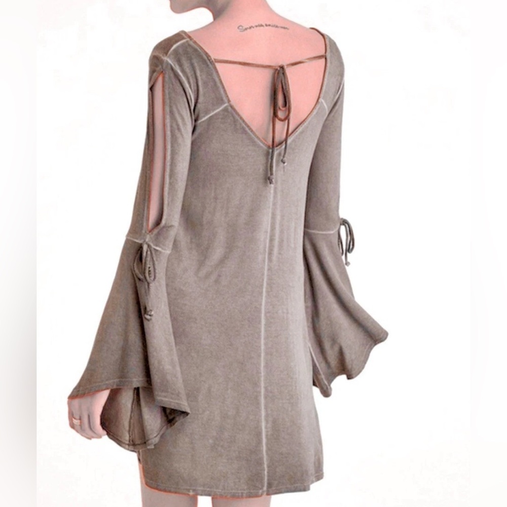 AE Dress Mini long bell sleeve Dusty Purple sexy back Party Dance NEW SM